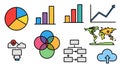 Data Visualization Icons Charts, Graphs, World Map, Cloud Royalty Free Stock Photo