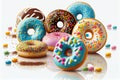 Collection of colorful donut sprinkles on white background. Ai generated