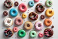 Collection of colorful donut sprinkles on white background. Ai generated