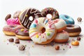 Collection of colorful donut sprinkles on white background. Ai generated