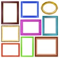 The collection colorful frames on the white background