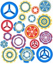Collection of colorful gear wheels icons set. Flat vector illustration isolated on white background Royalty Free Stock Photo