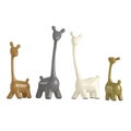 A collection of colorful giraffe figurines on a white background. 3d rendering Royalty Free Stock Photo