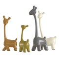 A collection of colorful giraffe figurines on a white background. 3d rendering Royalty Free Stock Photo