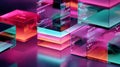 A collection of colorful, glowing glass blocks with digital code on them Royalty Free Stock Photo