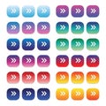 Collection of colorful gradient buttons with arrow icons isolated on white background Royalty Free Stock Photo