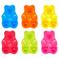 Collection of colorful gummy and jelly candy bears. Vector illustration