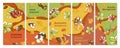 Collection of colorful hand drawn autumn background vector illustration in engraved style Royalty Free Stock Photo