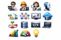 Data science icons with transparent background Royalty Free Stock Photo