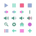 Play pause stop fast forward rewind and mute buttons in shades of Royalty Free Stock Photo