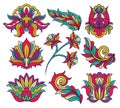 Set of colorful indian patterns. Original decorative ornaments in linear style. Abstract vector design Royalty Free Stock Photo