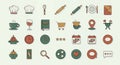 Collection of Colorful Kitchen and Food Related Icons for Various Design Projects Royalty Free Stock Photo