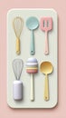 Kitchen Utensils Displayed on a White Rectangular Board Royalty Free Stock Photo
