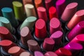 A collection of colorful lipsticks with glittery finishes Royalty Free Stock Photo