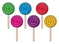 Collection of colorful lollipop candies, vector Royalty Free Stock Photo