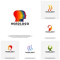 Collection Colorful Mind logo vector, Head intelligence logo designs concept vector