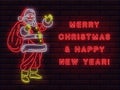 Christmas and new year web neon signs collection Royalty Free Stock Photo