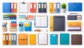 Assorted office supplies and stationery document folders Royalty Free Stock Photo