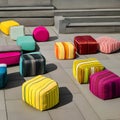 16 A collection of colorful outdoor poufs for extra seating and style1, Generative AI