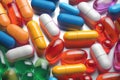 A collection of colorful pills neatly piled atop one another, offering various options for medication and treatment., Pile of Royalty Free Stock Photo