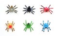 Collection of Colorful Plastic Toy Spiders Royalty Free Stock Photo