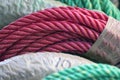 Green and White Polypropylene Ropes Royalty Free Stock Photo