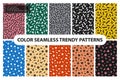 Collection of colorful repeatable trendy patterns. Retro style - fashion 80-90s. Textile mosaic textures - endless Royalty Free Stock Photo