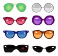 Collection of colorful retro fashion glasses