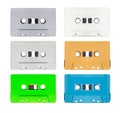 Collection colorful retro mock up cassette tape isolated on white background with clipping path Royalty Free Stock Photo