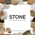 Round River Stones or Sea Pebbles Frame Background Royalty Free Stock Photo