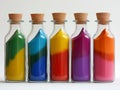 collection of colorful sand bottles in glass jars Royalty Free Stock Photo