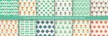 Collection of colorful seamless floral patterns - geometric design. Vintage trendy repeatable backgrounds.Textile Royalty Free Stock Photo