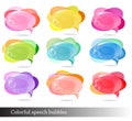 Collection of colorful speech and thought bubbles.