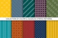 Collection of colorful striped seamless patterns. Bright minimalistic endless prints. Repeatable unusual simple