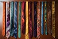 collection of colorful ties hanging together