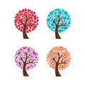 A collection of colorful trees. Vector illustration.