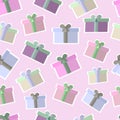 Collection of colorful Valentine birthday Christmas presents. seamless pattern