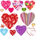Collection colorful valentine hearts Royalty Free Stock Photo