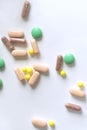 Collection of colorful various pills on white background Royalty Free Stock Photo