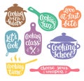 Collection of coloured silhouettes for cooking label or logo.