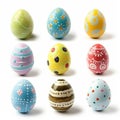 collection of 9 colourful easter eggs Royalty Free Stock Photo