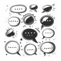 Collection comic book speech bubbles, various shapes sizes, communication concept. Black white Royalty Free Stock Photo