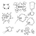 Collection of comic elements doodle. comic elements cartoon isolated on white background.vector