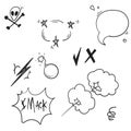 Collection of comic elements doodle. comic elements cartoon isolated on white background.vector Royalty Free Stock Photo