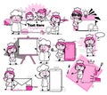 Collection of Comic Waitress - Set of Concepts Vector illustrations