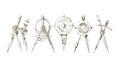 Collection of Compasses and Drafting Instruments, vector design Generative AI Royalty Free Stock Photo