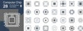 Collection of computer chip icons isolated on a white background Royalty Free Stock Photo