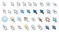 A collection of computer cursor icons. The first row features simple arrow pointers Royalty Free Stock Photo