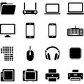 Collection of computer and electronic device icons Royalty Free Stock Photo