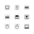 a collection of computer-themed line icons